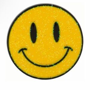 Glitter Yellow Smiley Face Enamel Pin